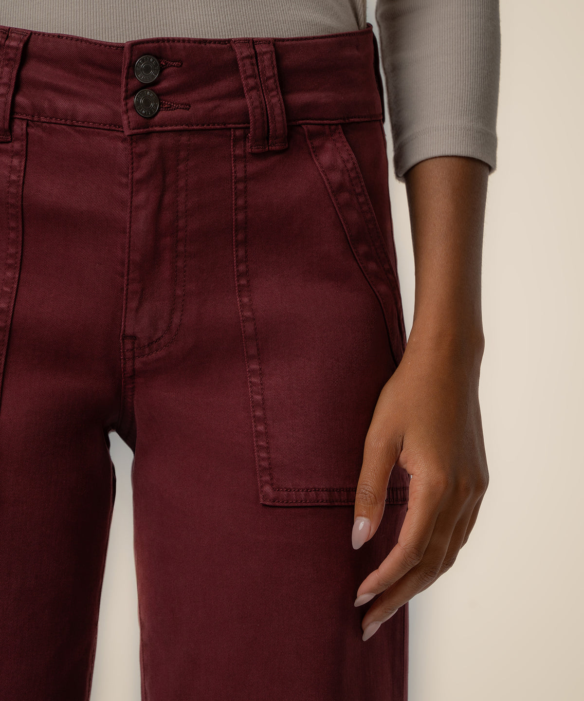 Jodi Twill High Rise Straight Leg in Claret