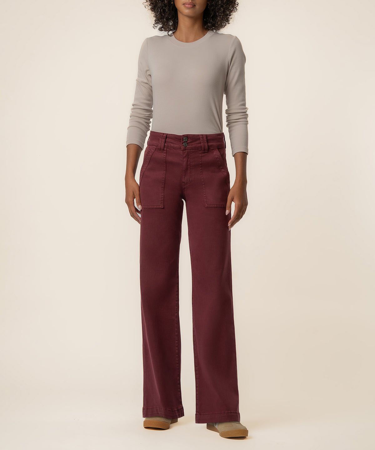 Jodi Twill High Rise Straight Leg in Claret