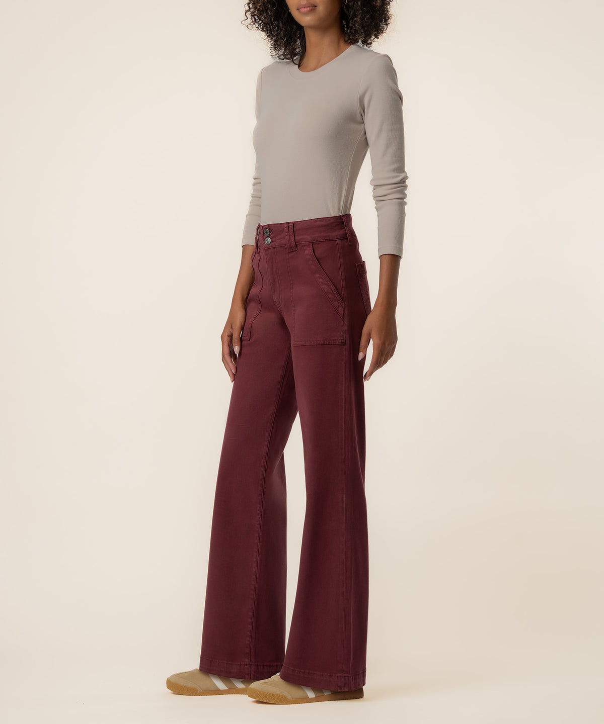 Jodi Twill High Rise Straight Leg in Claret