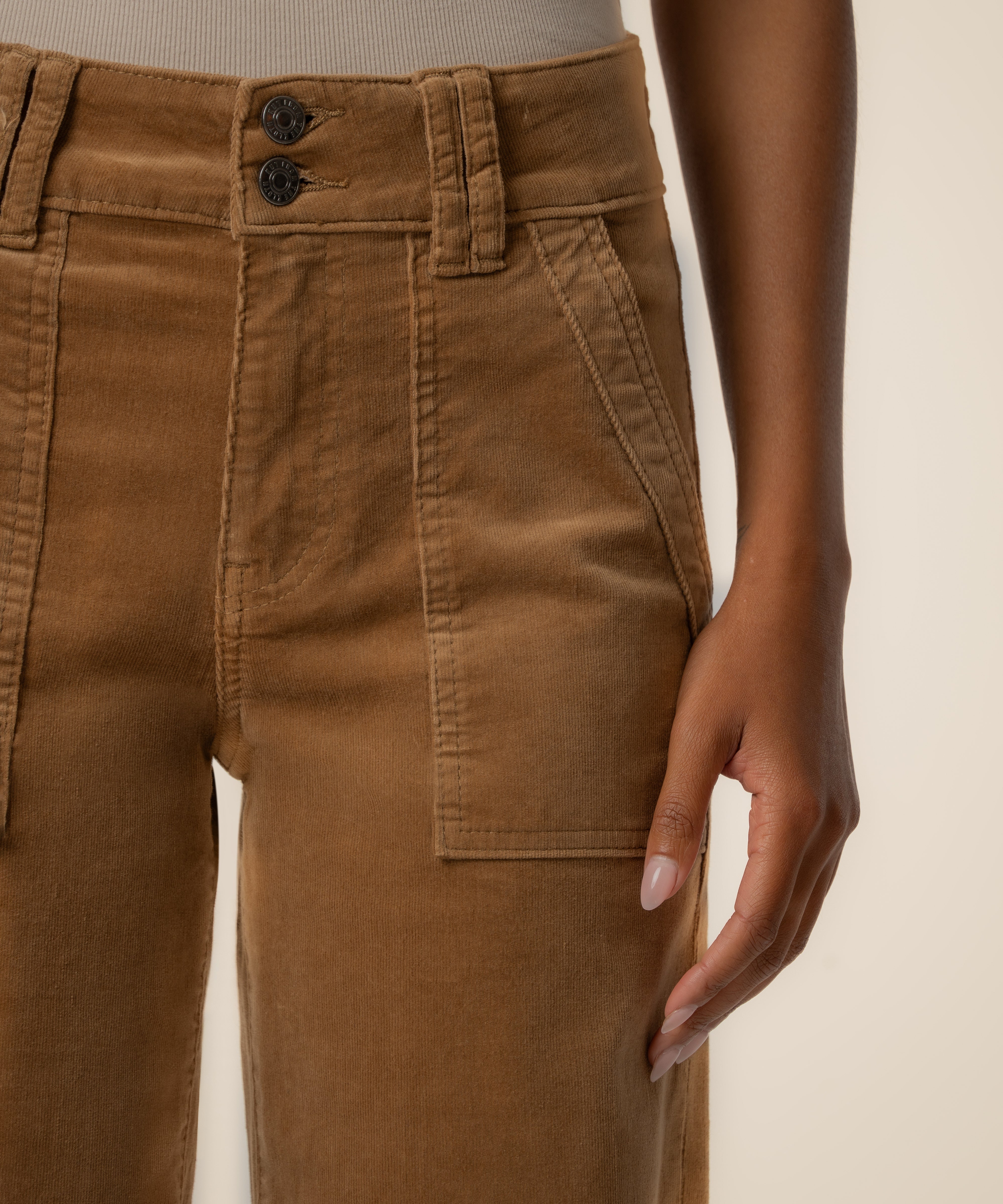 Jodi Corduroy High Rise Straight Leg, Petite in Camel