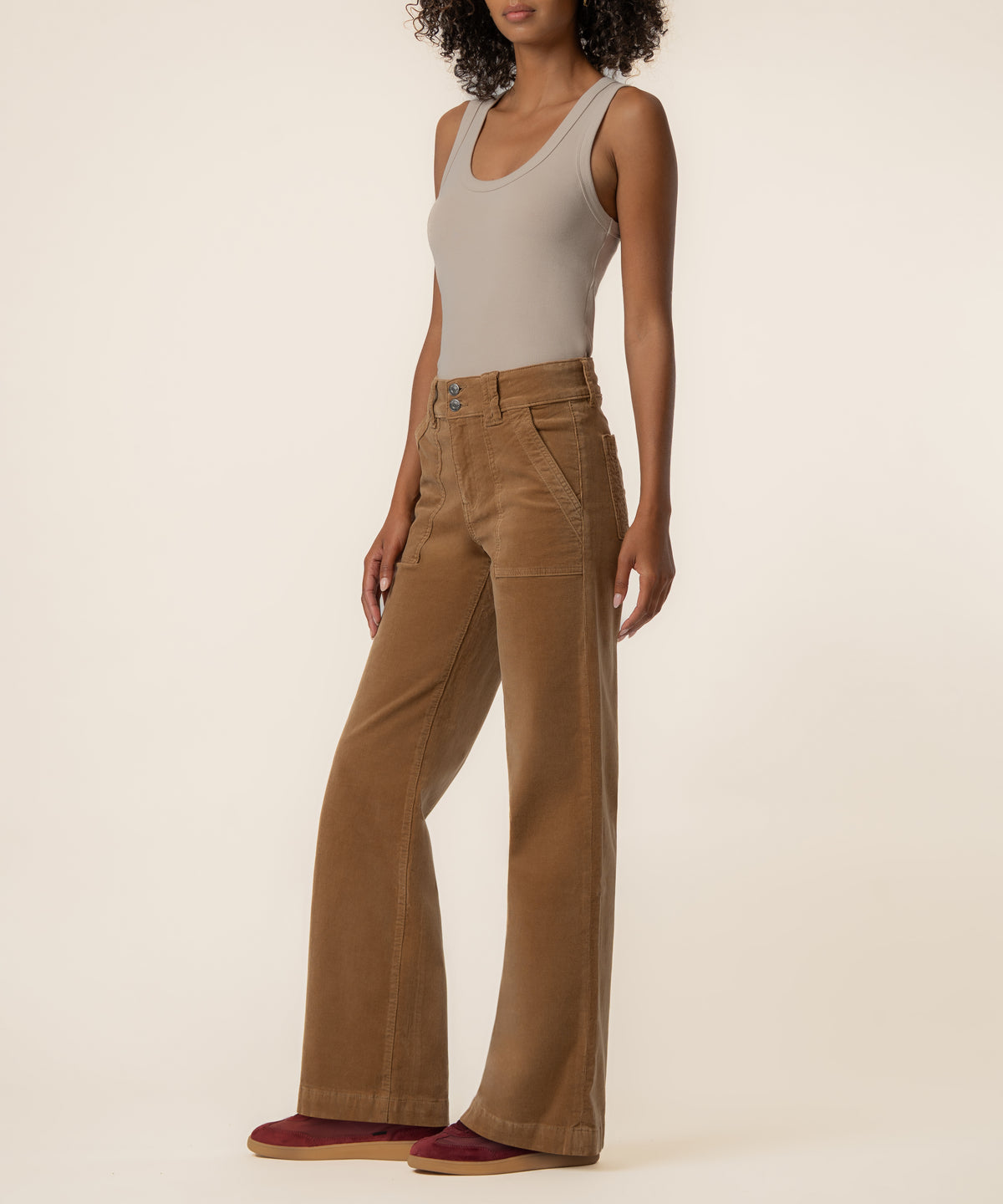 Jodi Corduroy High Rise Straight Leg, Petite in Camel