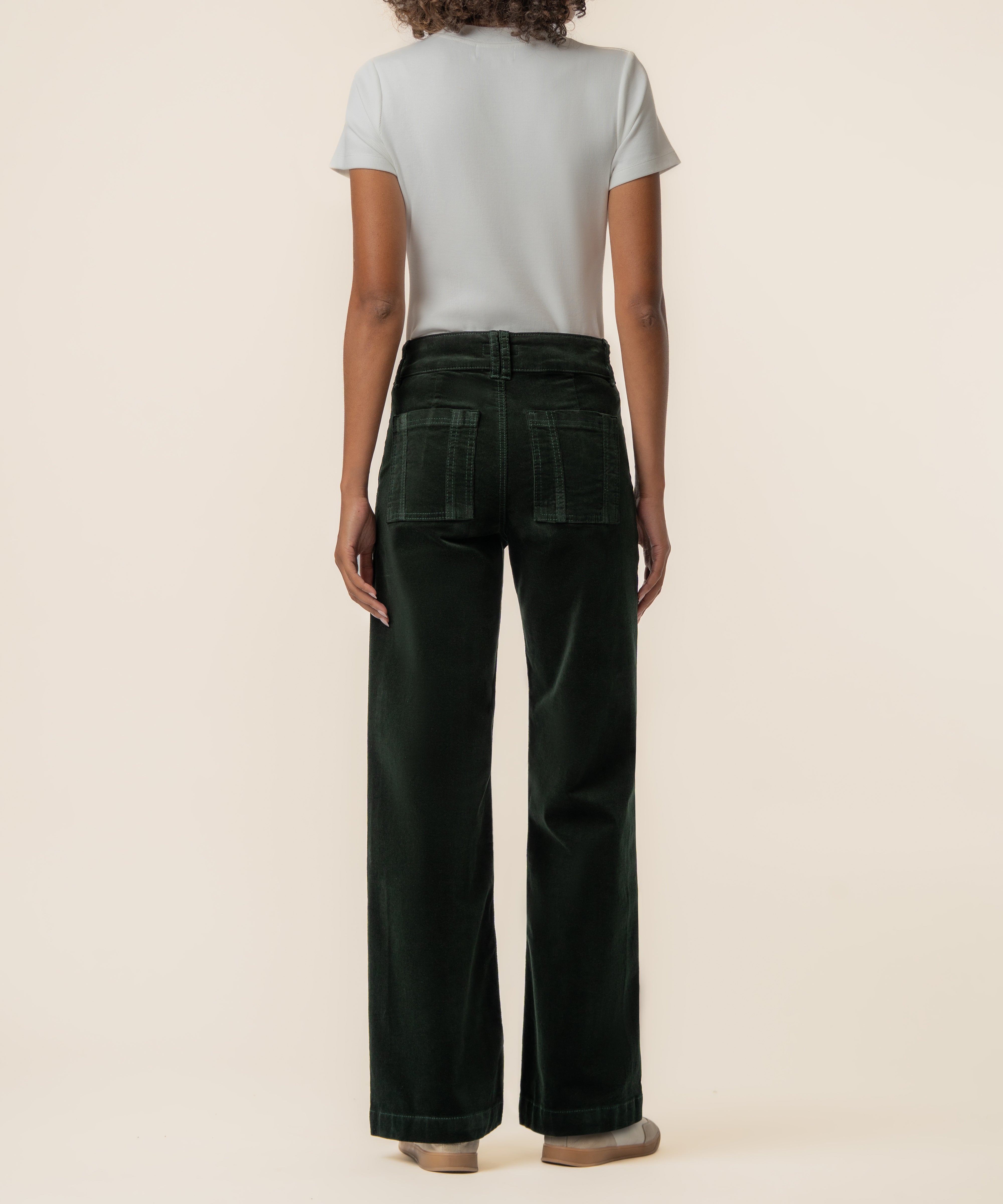 Jodi Corduroy High Rise Straight Leg in Dark Forest