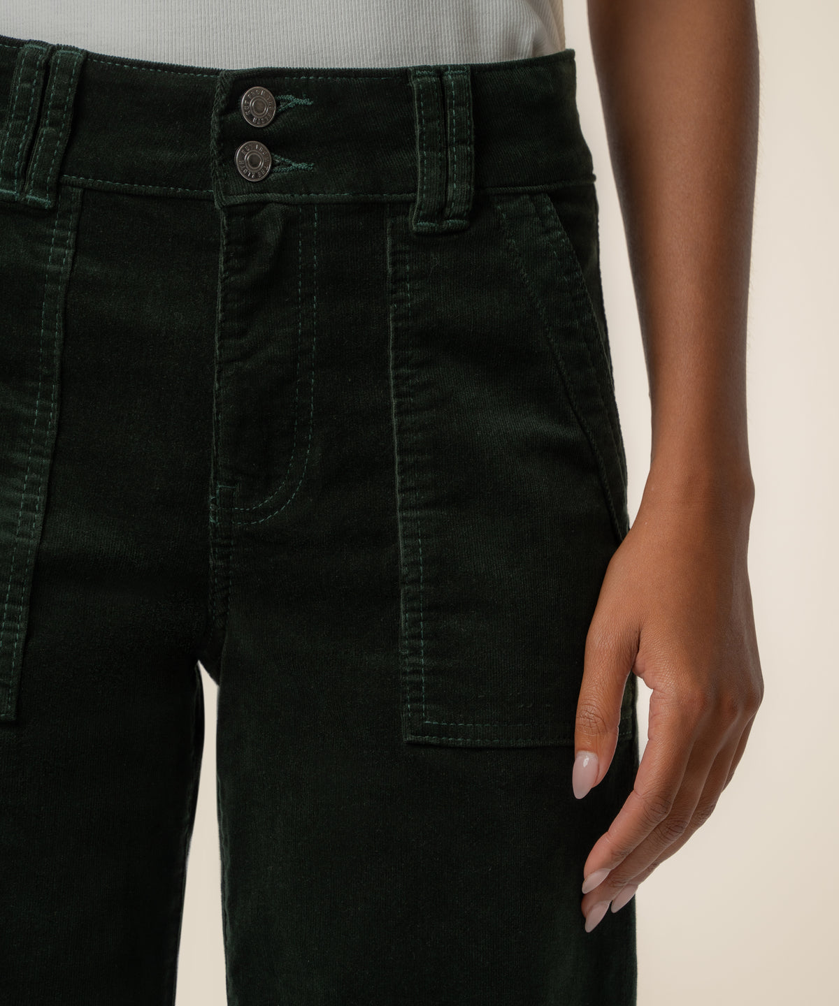 Jodi Corduroy High Rise Straight Leg, Petite in Dark Forest
