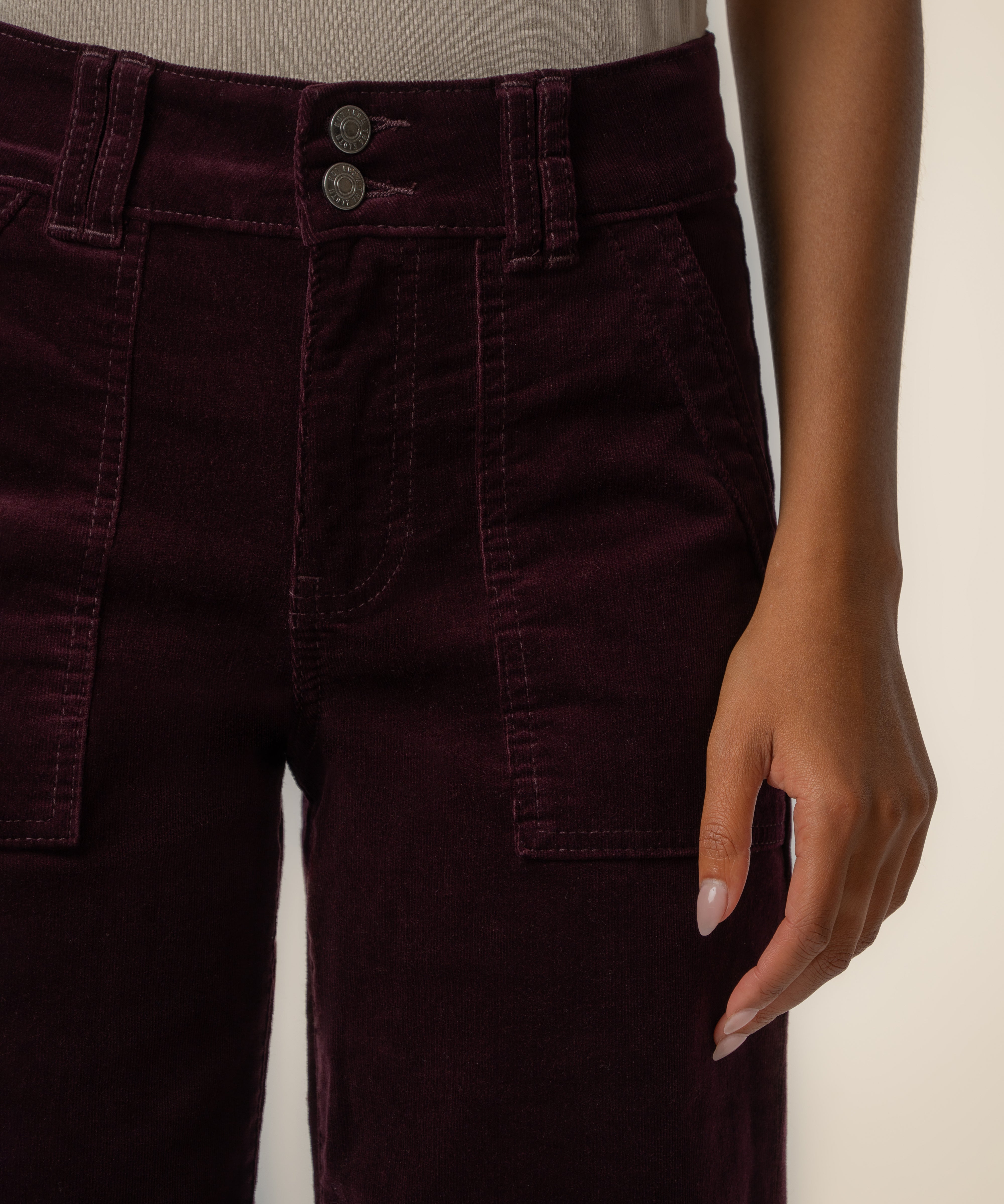 Jodi Corduroy High Rise Straight Leg in Eggplant