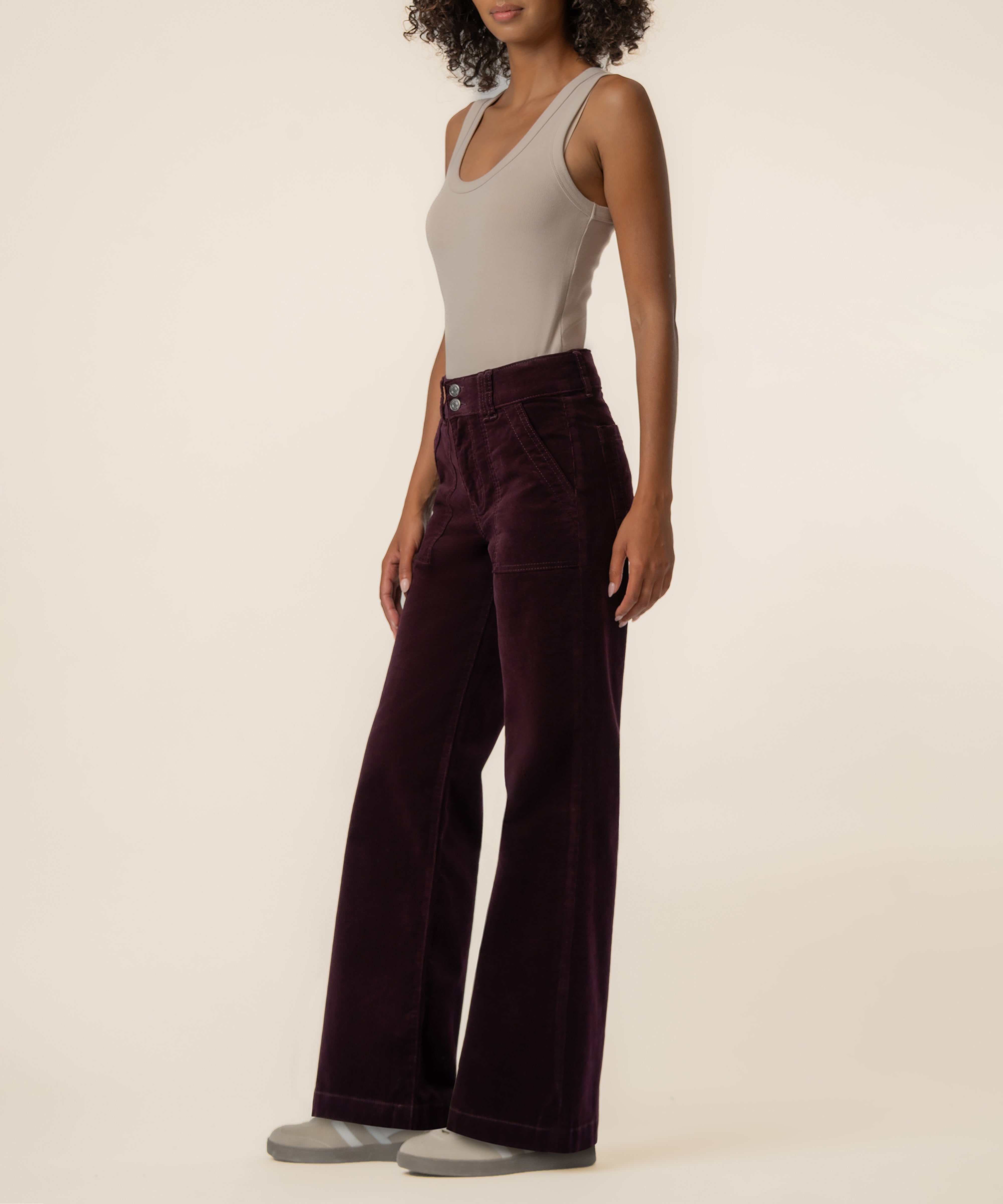 Jodi Corduroy High Rise Straight Leg in Eggplant