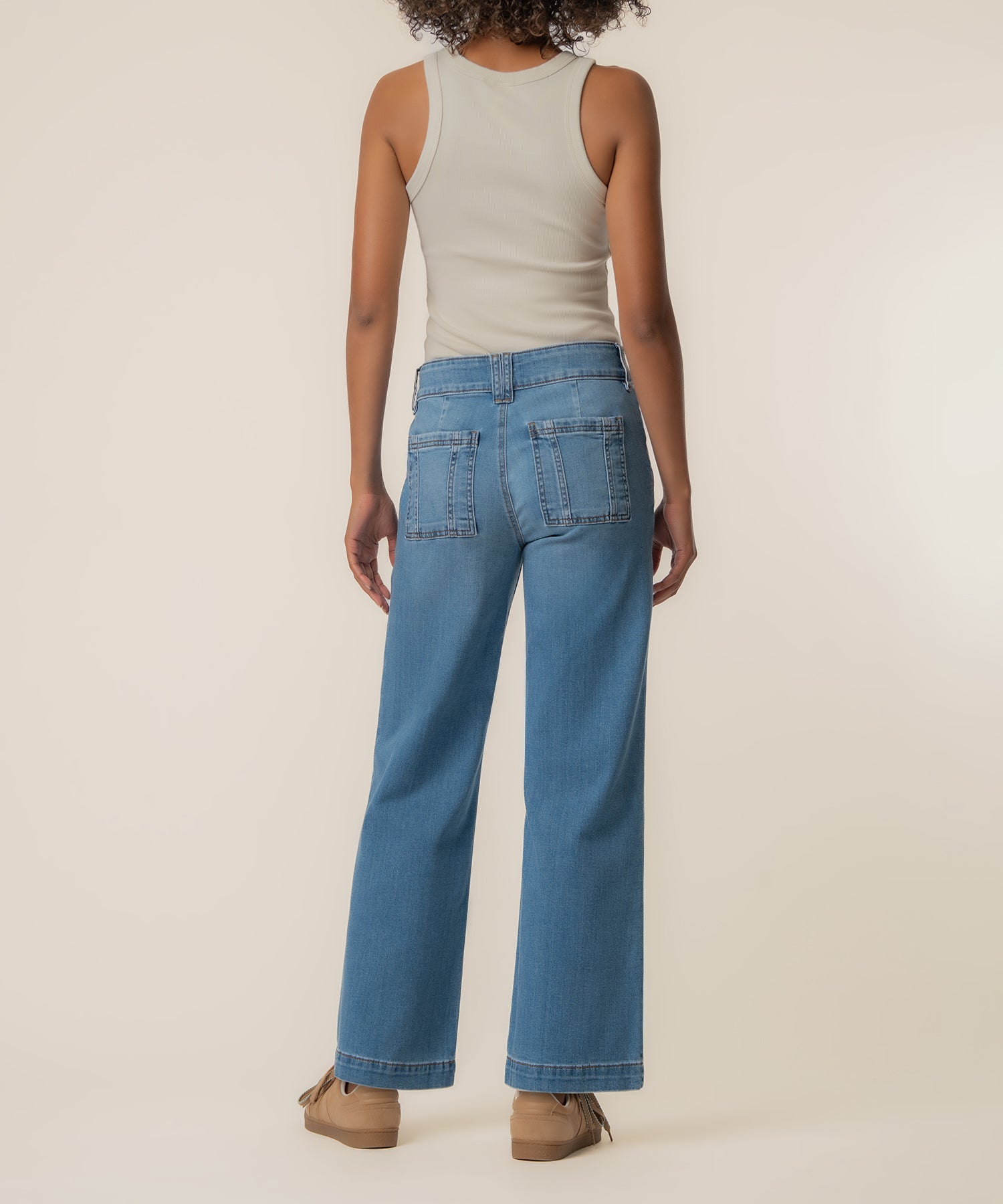 Jodi High Rise Wide Straight Leg, Petite in Draft Wash