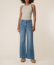 Jodi High Rise Wide Straight Leg, Petite in Draft Wash