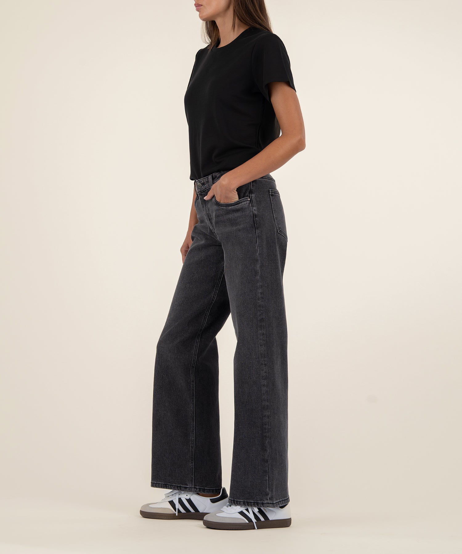 Selena Baggy Low Rise Straight Leg, Petite in Fateful Wash