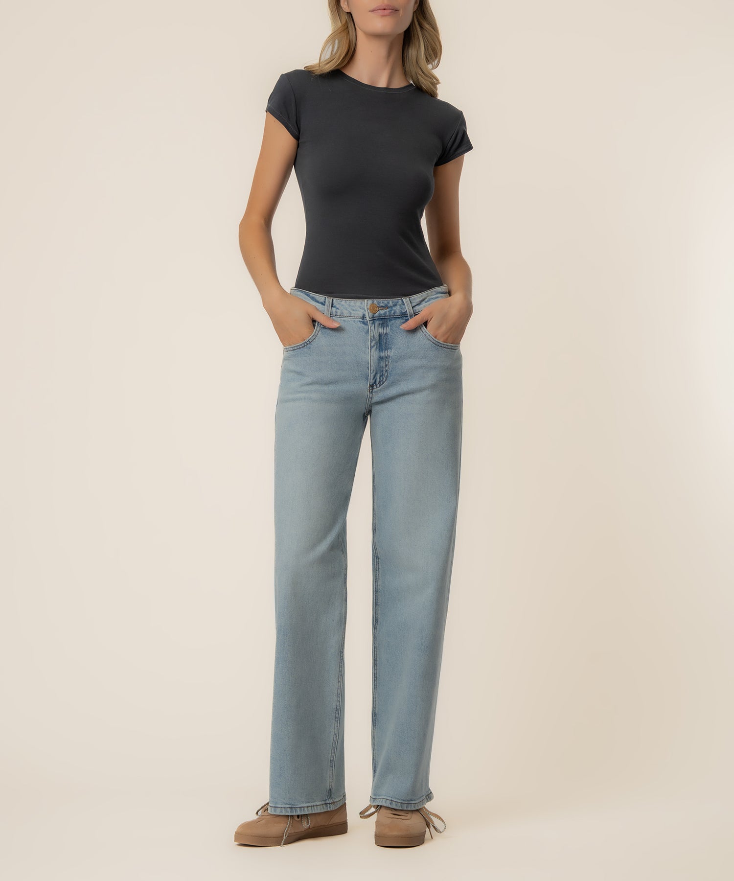 Selena Baggy Low Rise Straight Leg, Exclusive in Power Wash