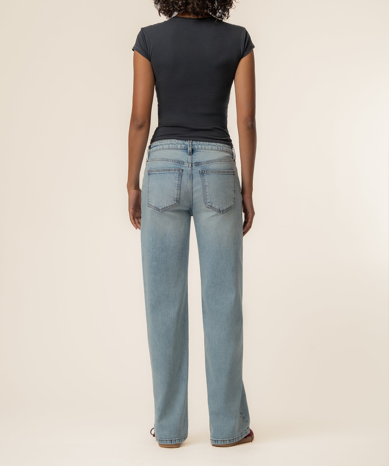 Selena Baggy Low Rise Straight Leg, Petite in Enthusiastic Wash