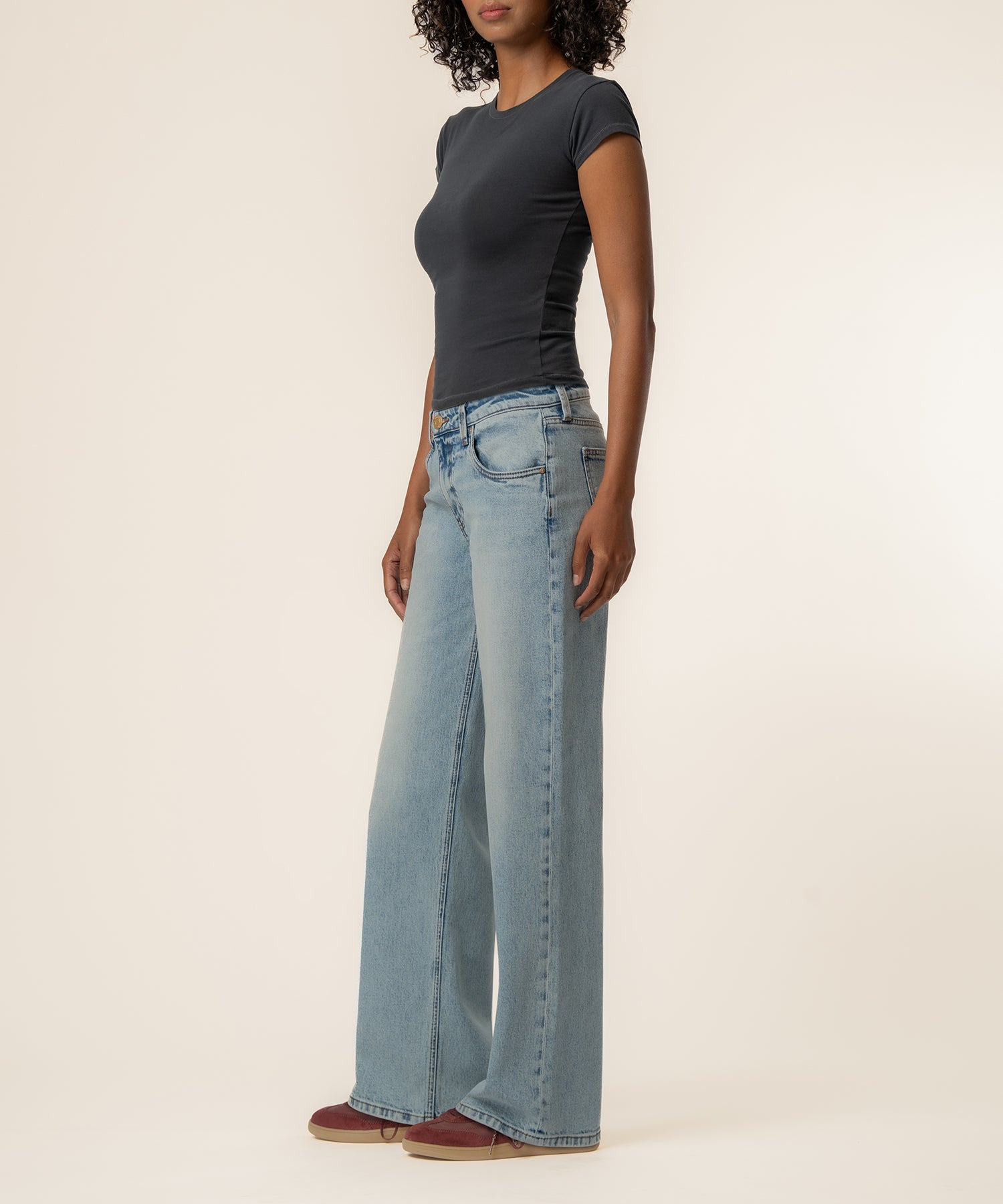 Selena Baggy Low Rise Straight Leg, Petite in Enthusiastic Wash