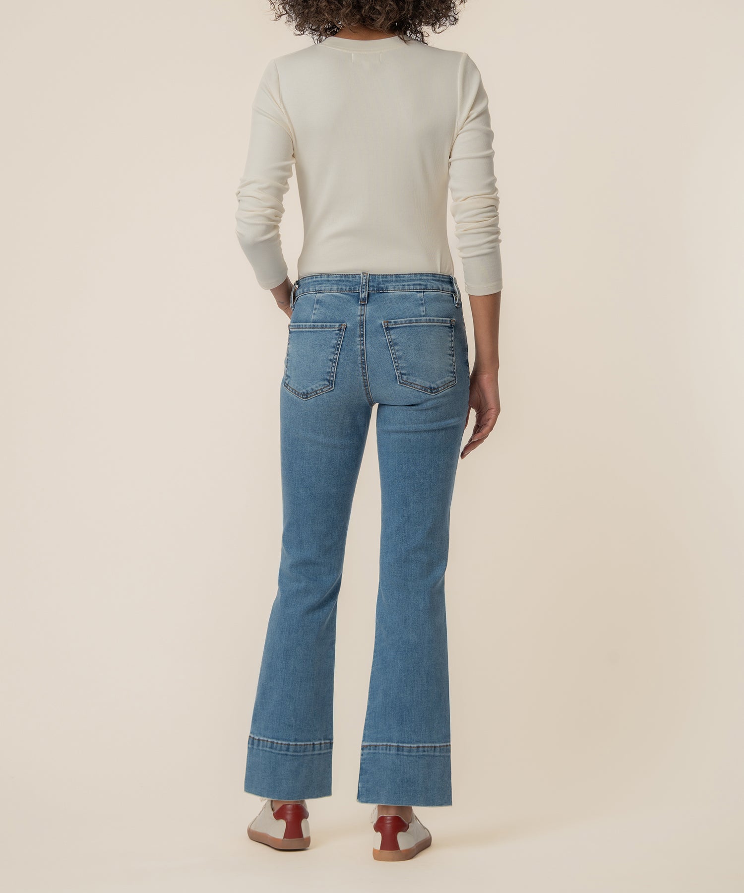 Kelsey Mid Rise Flare, Long Inseam in Contract Wash