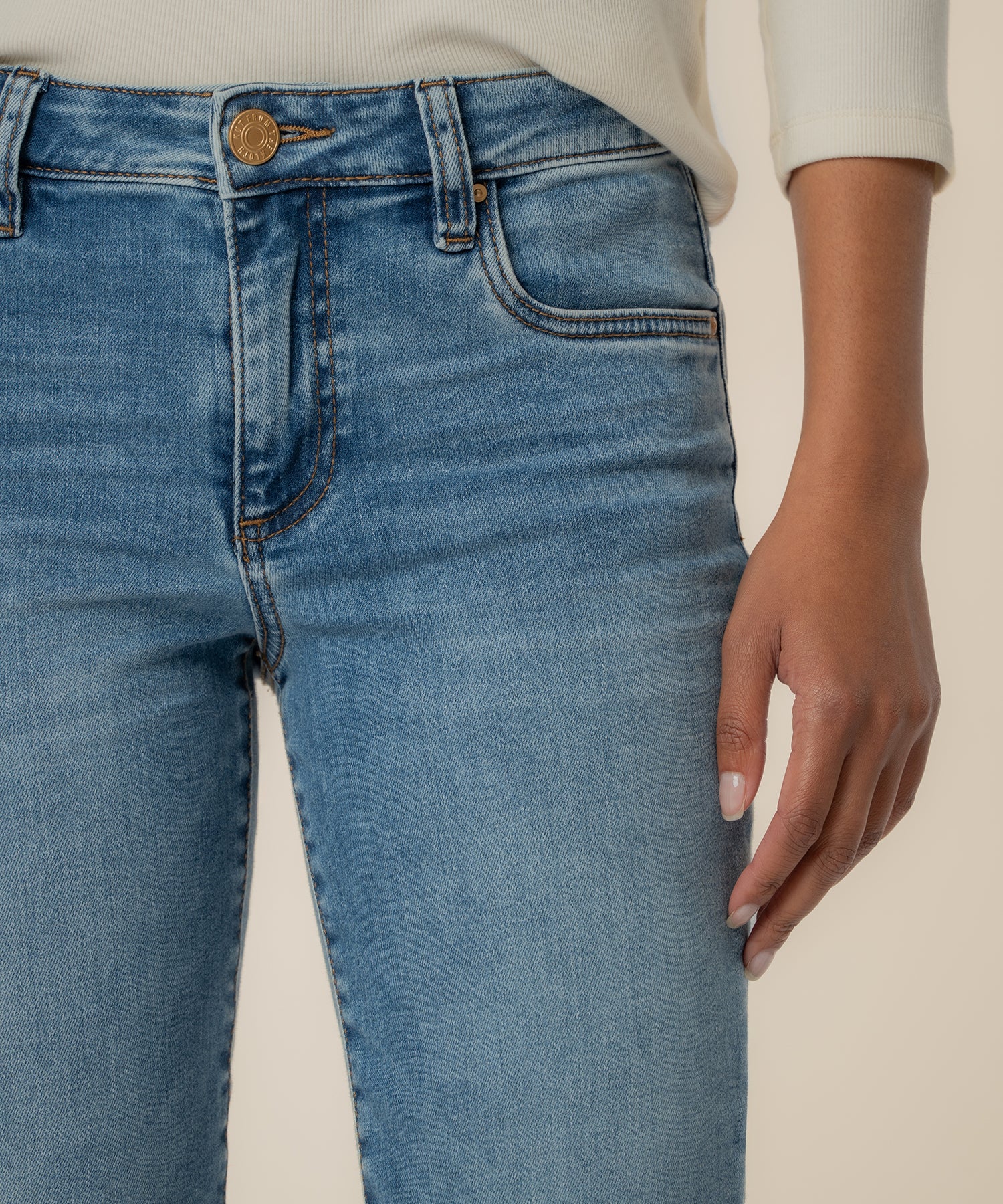Kelsey Mid Rise Flare, Long Inseam in Contract Wash