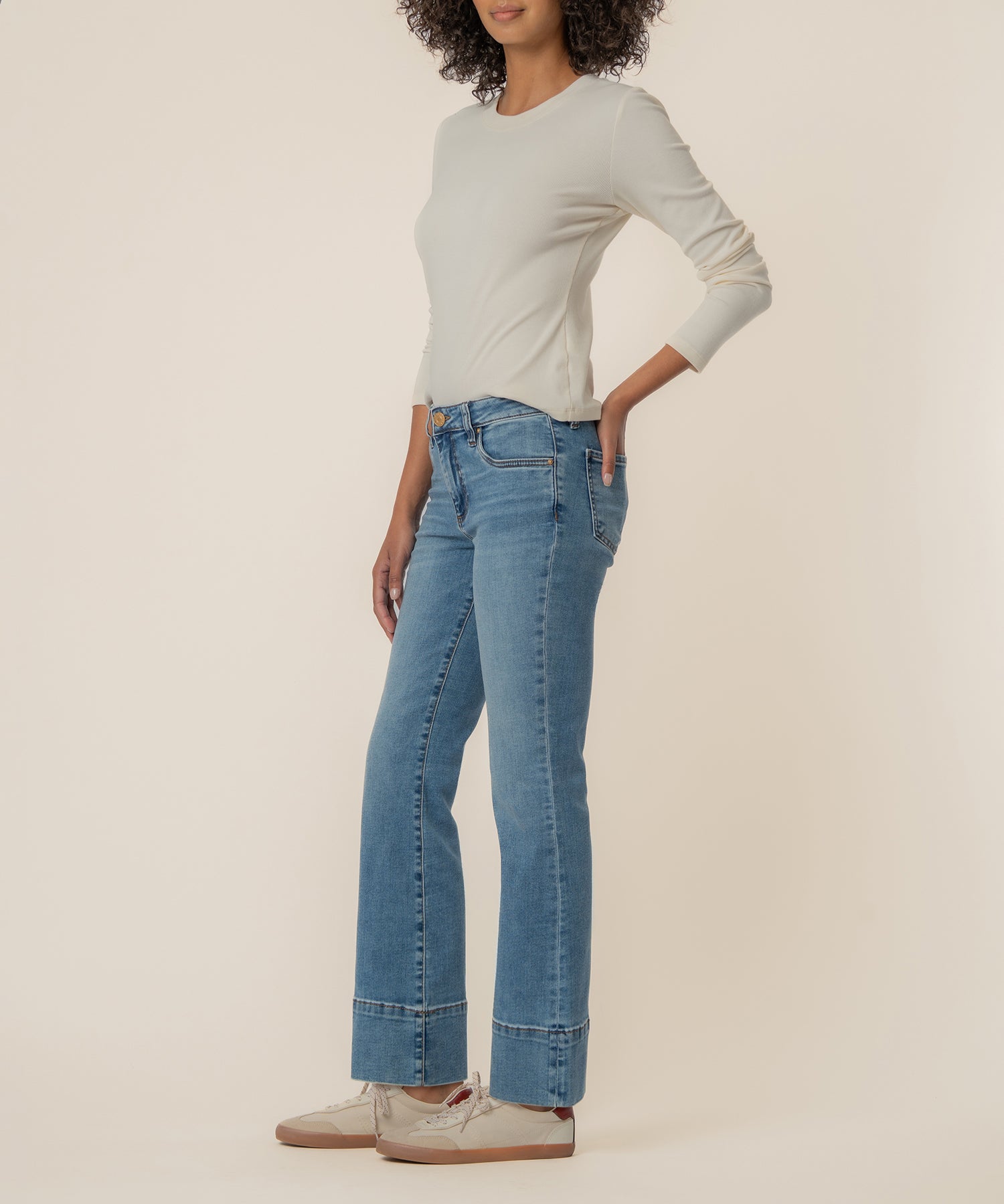 Kelsey Mid Rise Flare, Long Inseam in Contract Wash - Kut from the