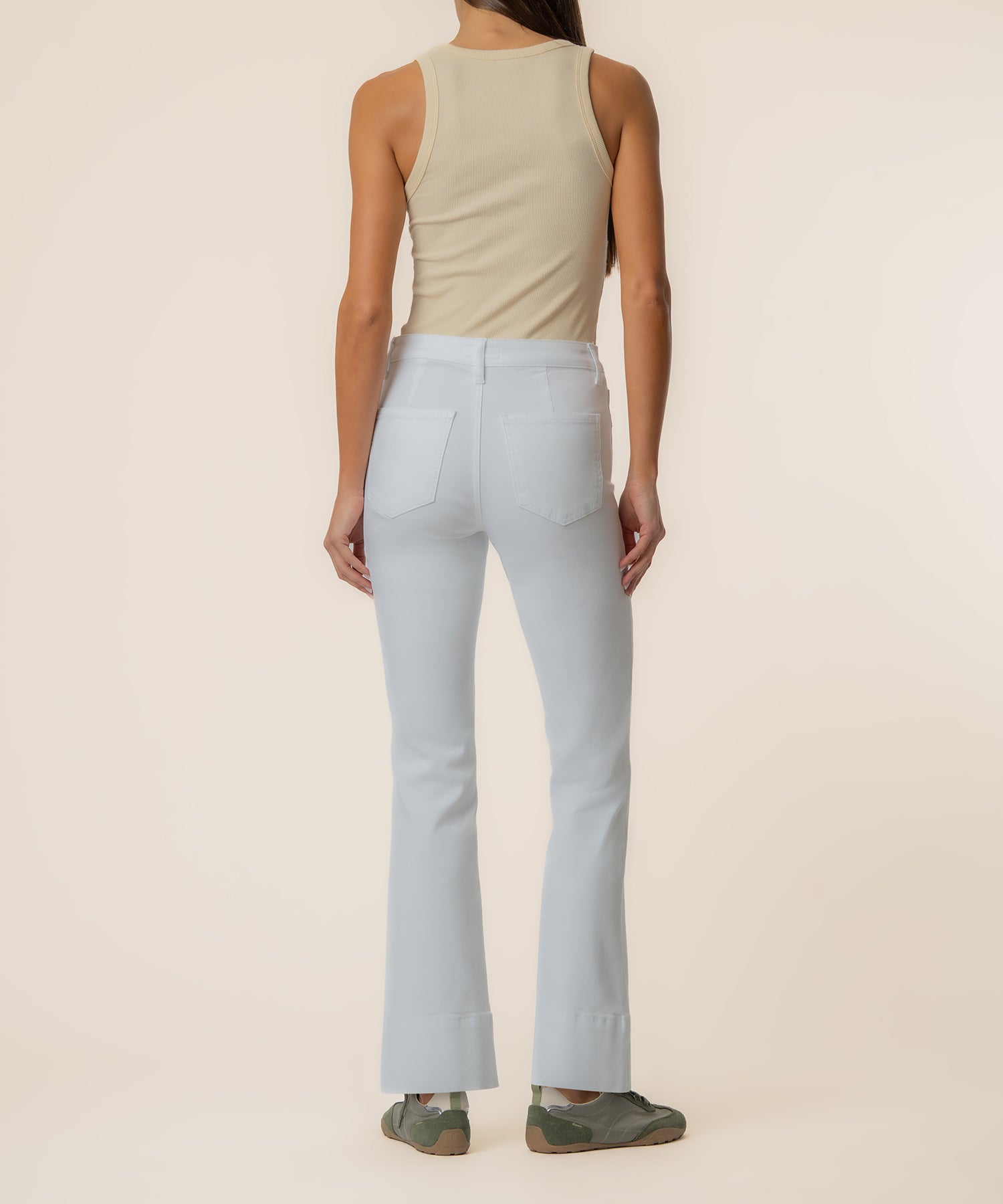 Kelsey Mid Rise Flare, Long Inseam in Optic White