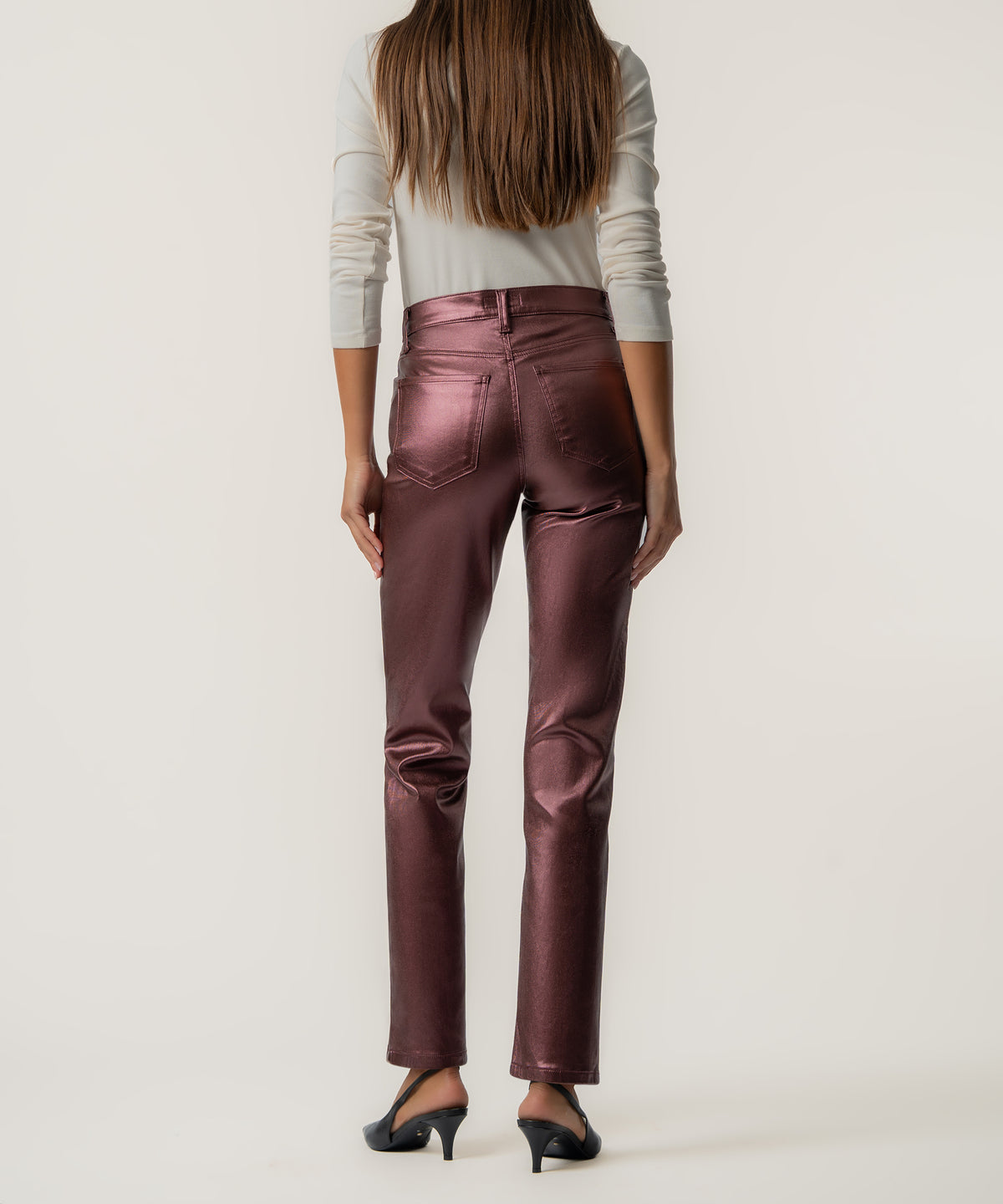 Blair High Rise Straight Leg in Pearl Burgundy