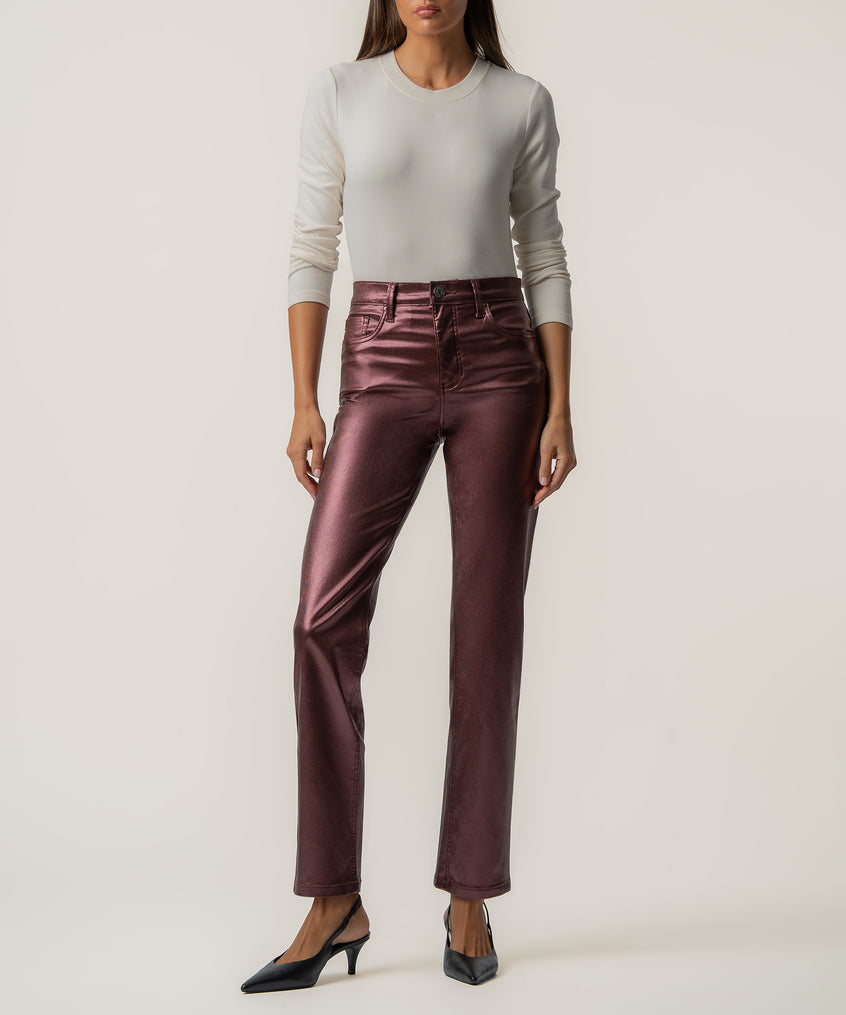 Blair High Rise Straight Leg in Pearl Burgundy