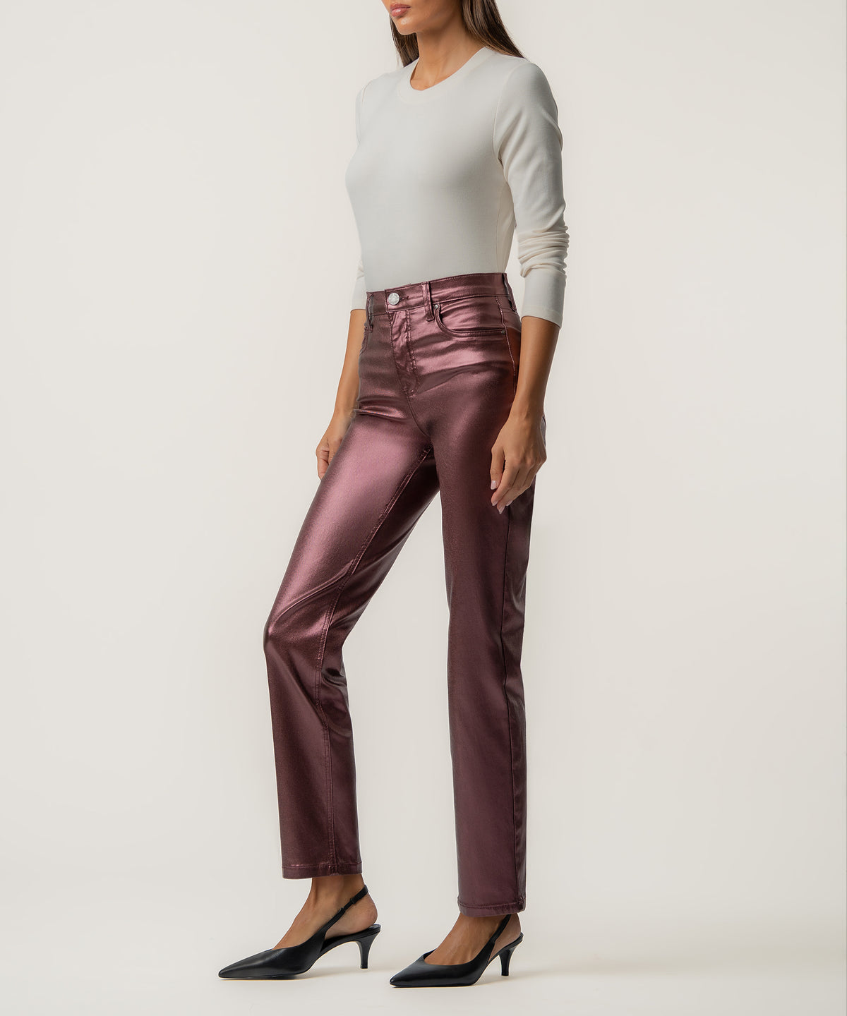 Blair High Rise Straight Leg in Pearl Burgundy