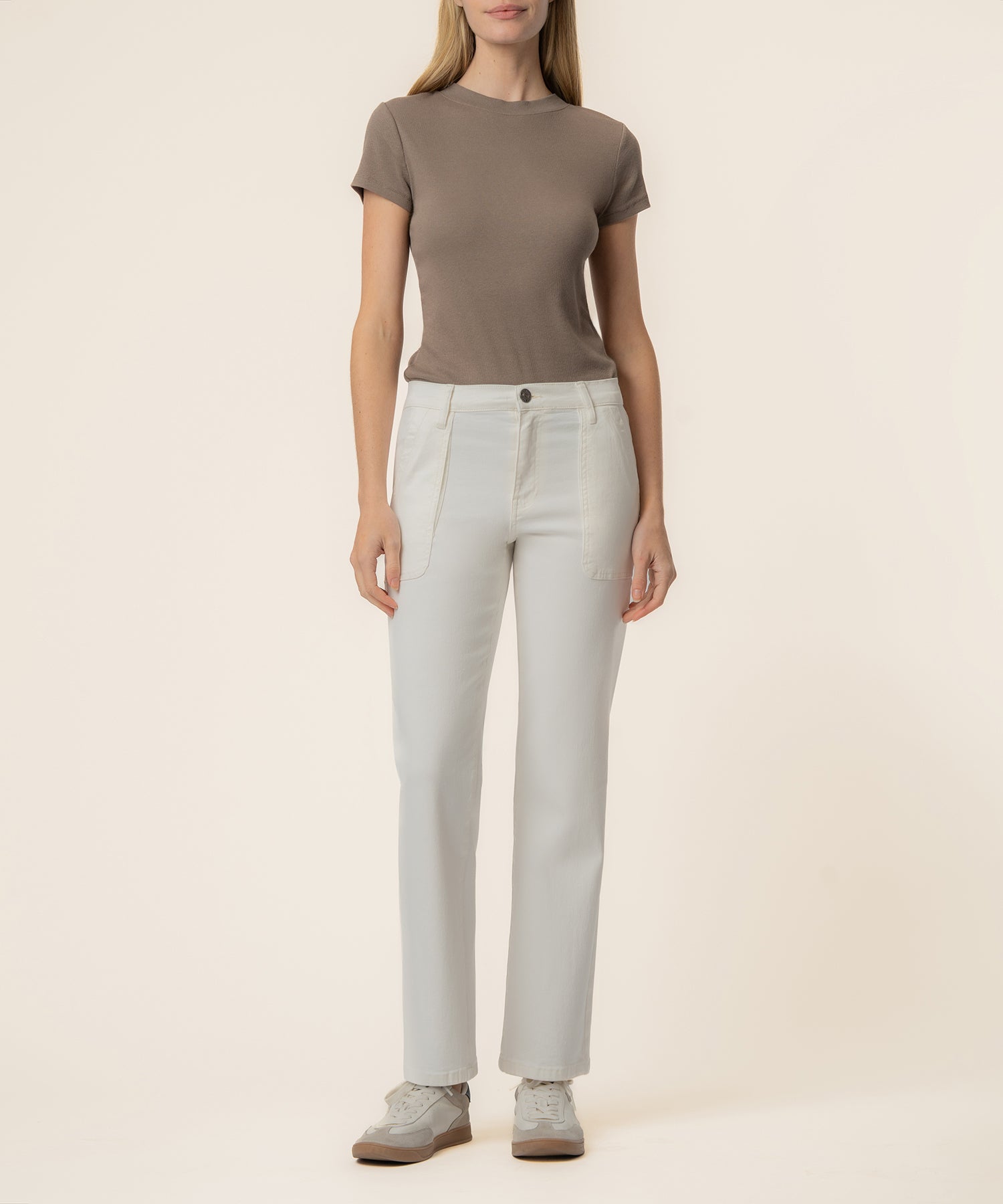 Avery High Rise Straight Leg in Ivory
