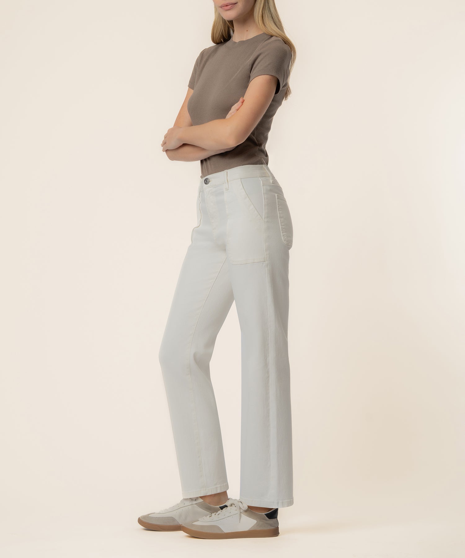 Avery High Rise Straight Leg in Ivory