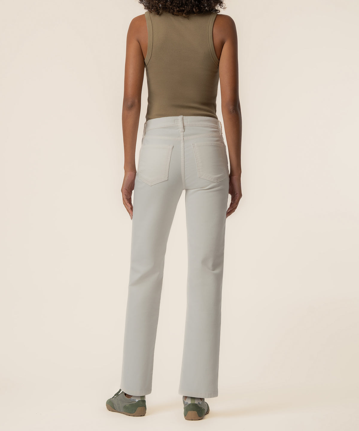 Avery Corduroy High Rise Straight Leg in Cloud White