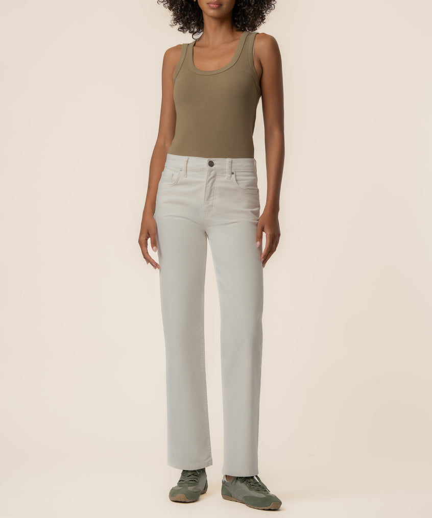 Avery Corduroy High Rise Straight Leg in Cloud White