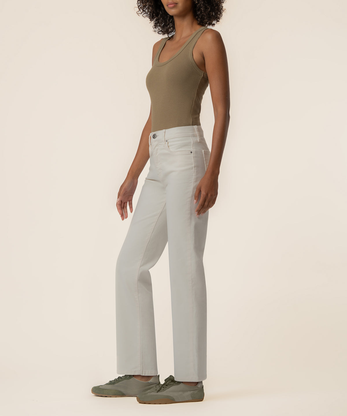 Avery Corduroy High Rise Straight Leg in Cloud White