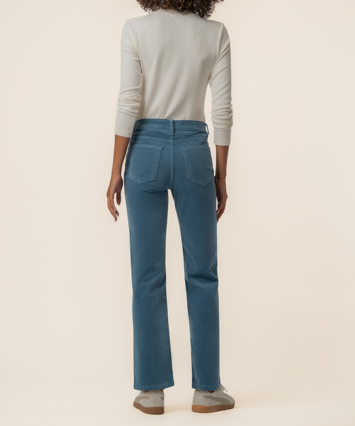 Avery Corduroy High Rise Straight Leg in Elba Blue