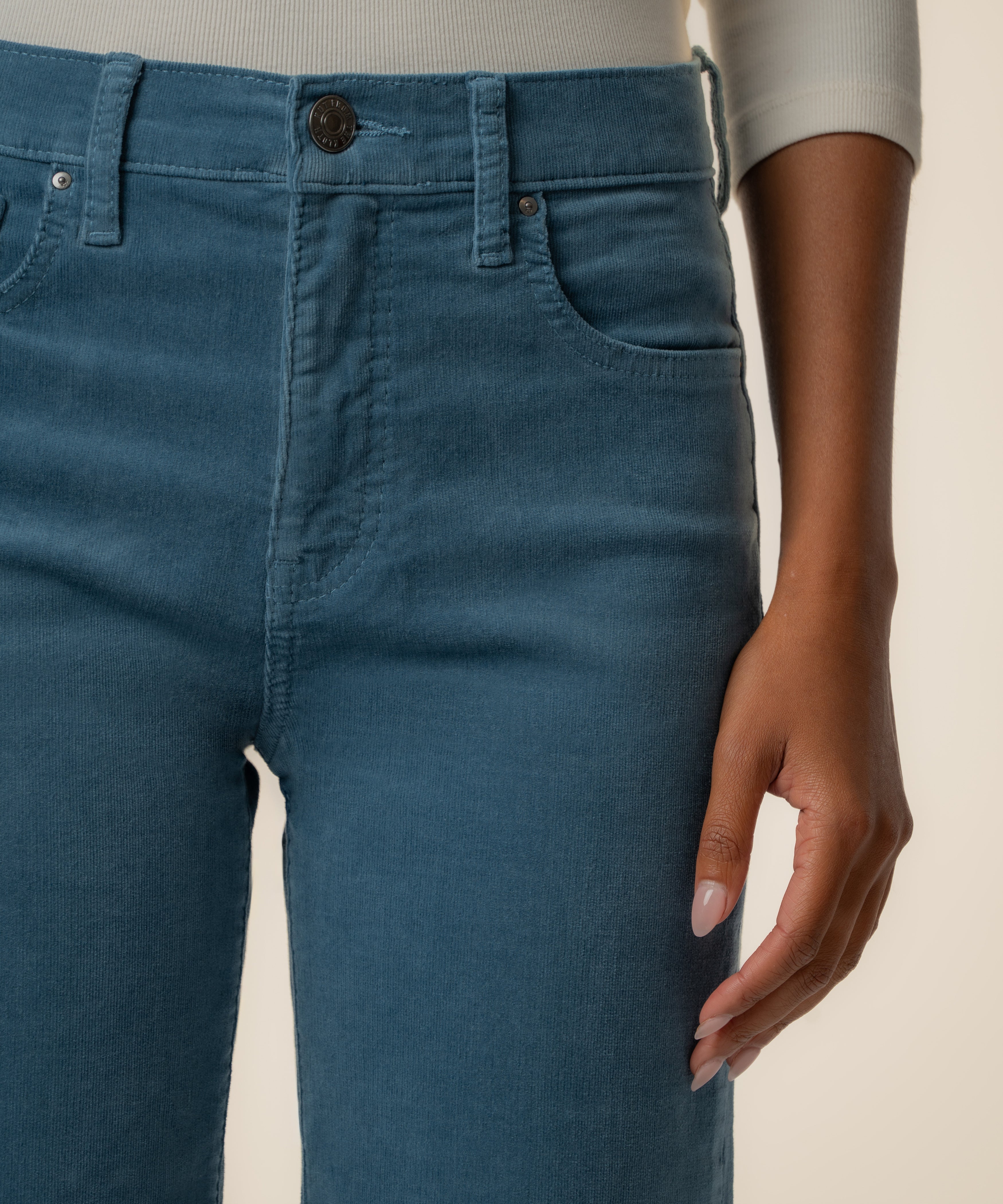 Avery Corduroy High Rise Straight Leg in Elba Blue