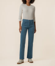 Avery Corduroy High Rise Straight Leg in Elba Blue