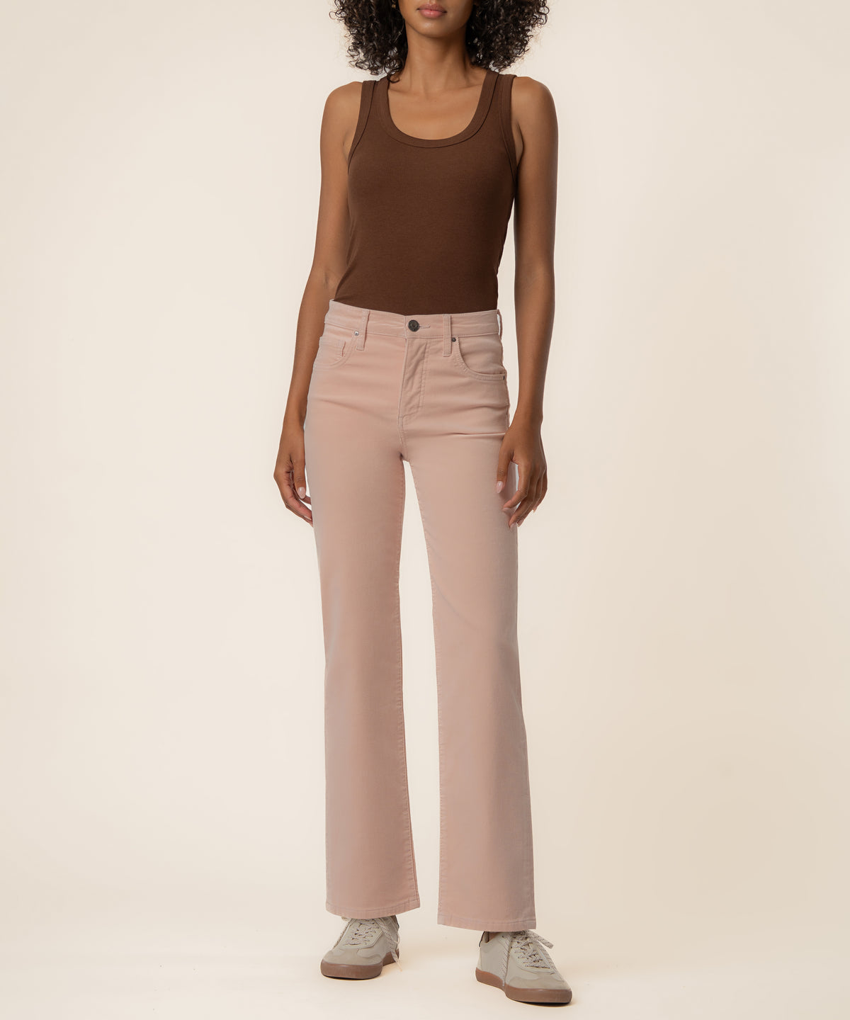 Avery Corduroy High Rise Straight Leg in Pink Diamond