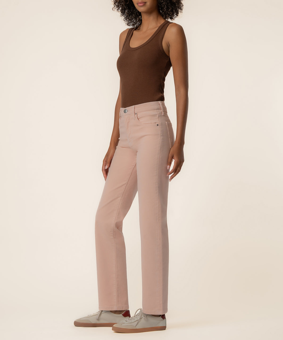 Avery Corduroy High Rise Straight Leg in Pink Diamond