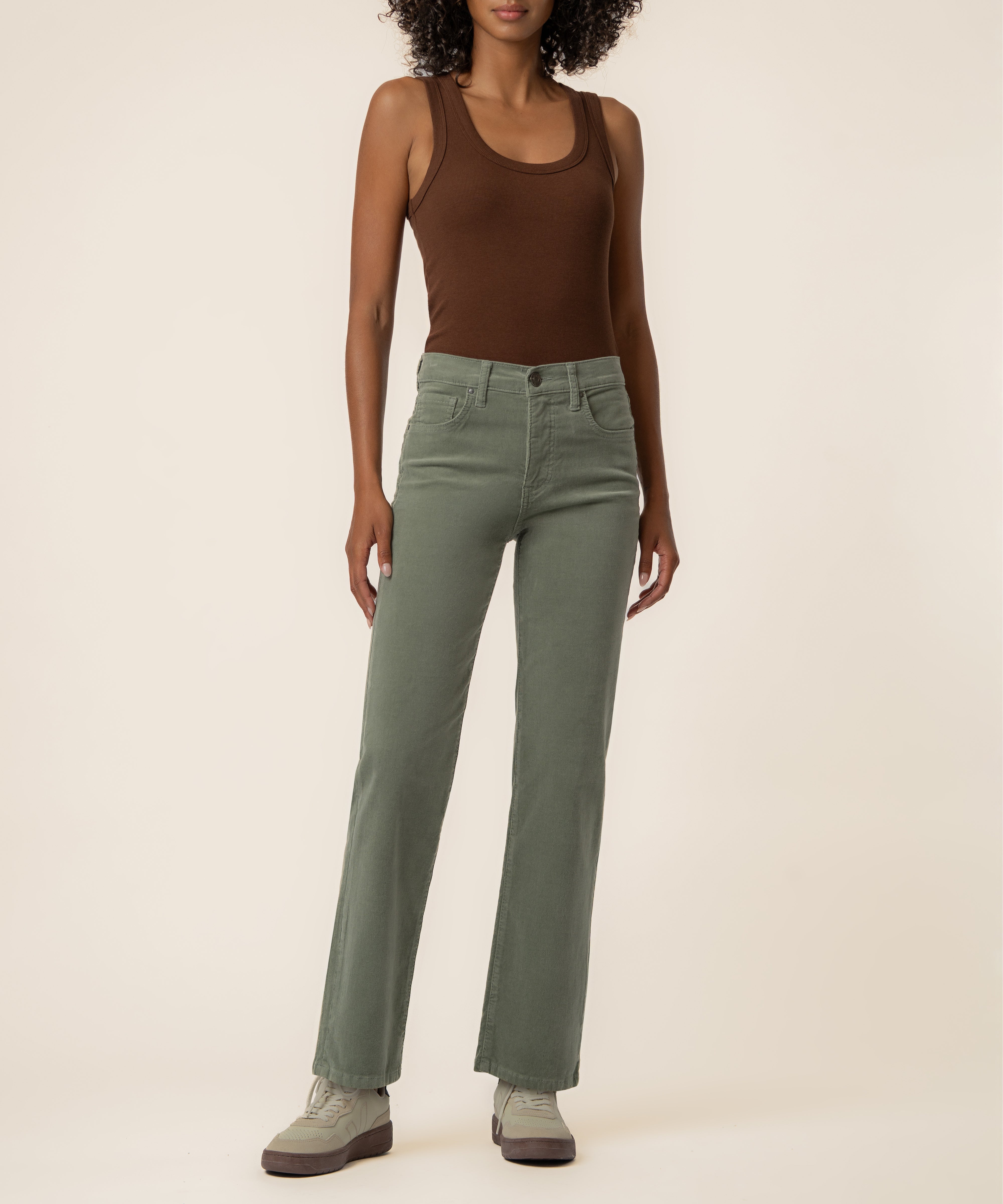 Avery Corduroy High Rise Straight Leg in Sea Star