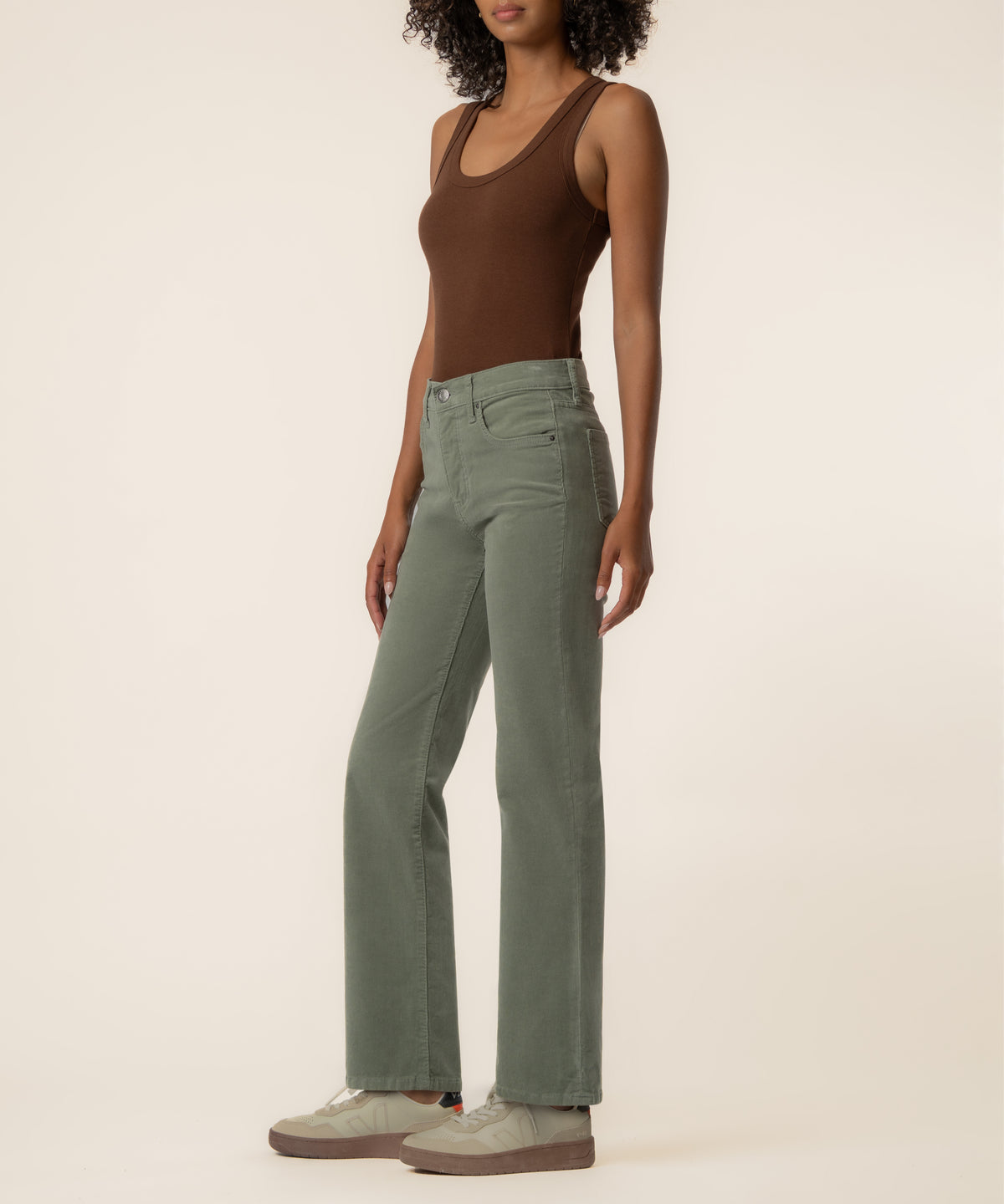 Avery Corduroy High Rise Straight Leg in Sea Star
