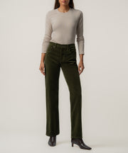 Avery Corduroy High Rise Straight in Tuscan Olive