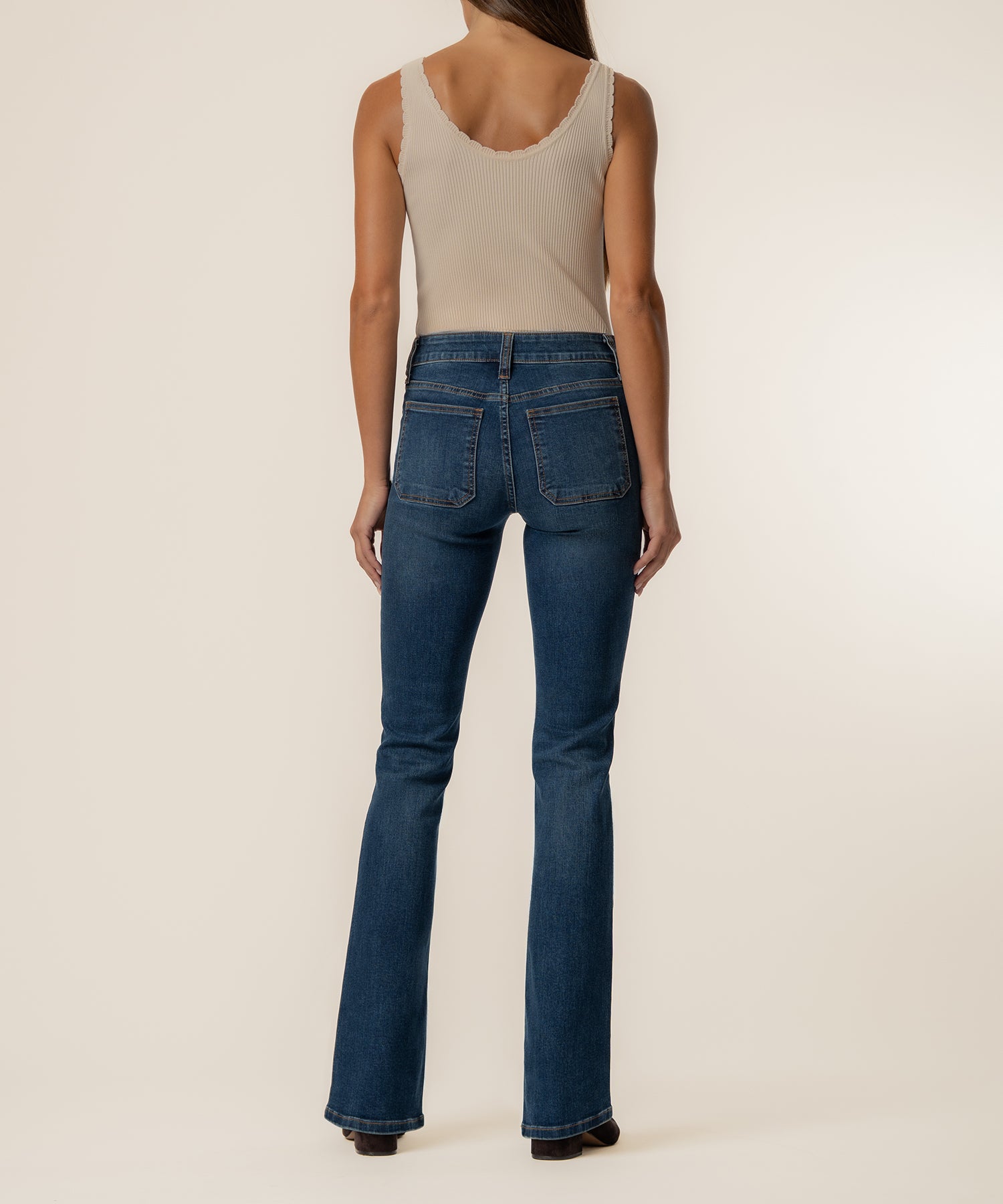 Natalie Mid Rise Flare in Champ Wash