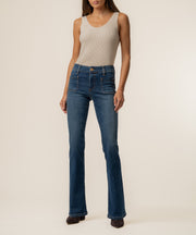 Natalie Mid Rise Flare, Petite in Champ Wash