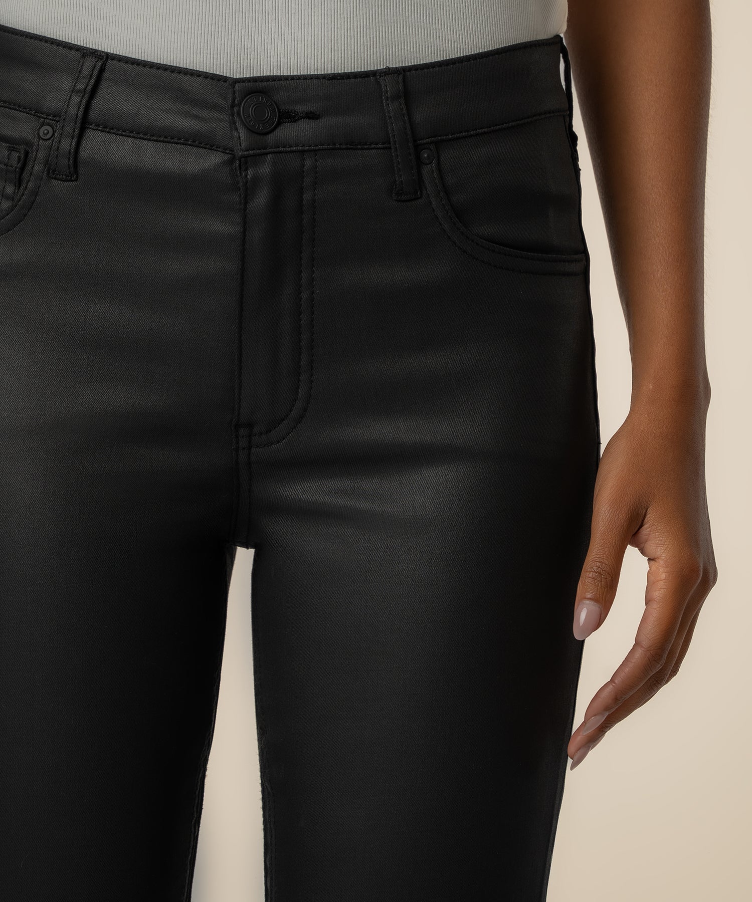 Kelly Coated High Rise Flare in Matte Black