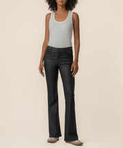 Kelly Coated High Rise Flare, Petite in Matte Black