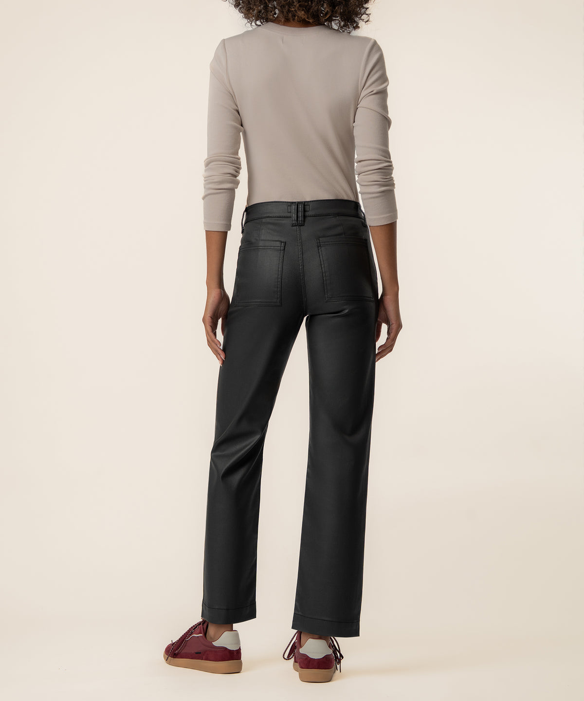 Avery Coated High Rise Straight Leg in Matte Black