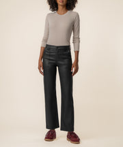 Avery Coated High Rise Straight Leg in Matte Black