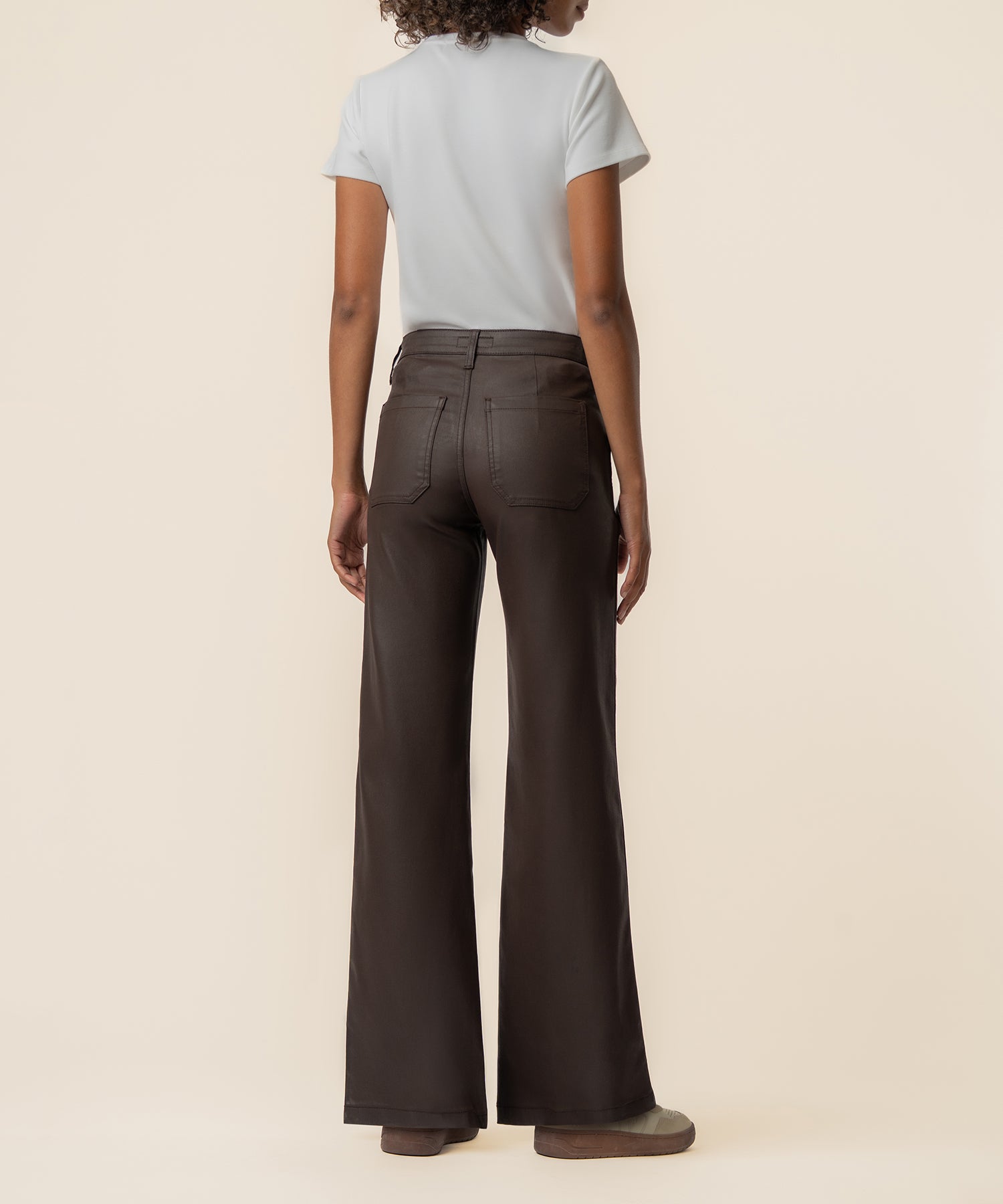 Jodi Coated High Rise Straight Leg, Petite in Chocolate