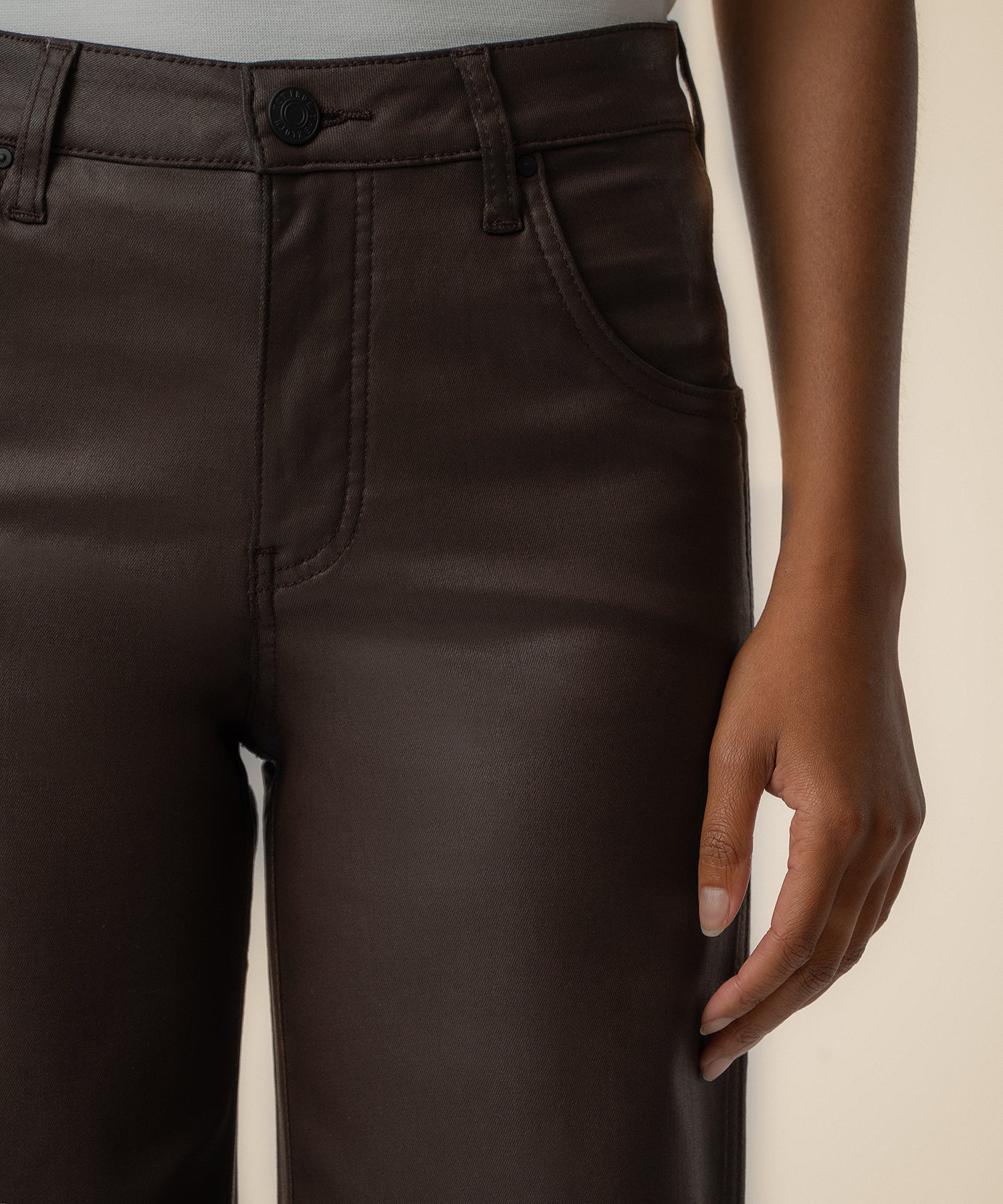 Jodi Coated High Rise Straight Leg in Chocolate