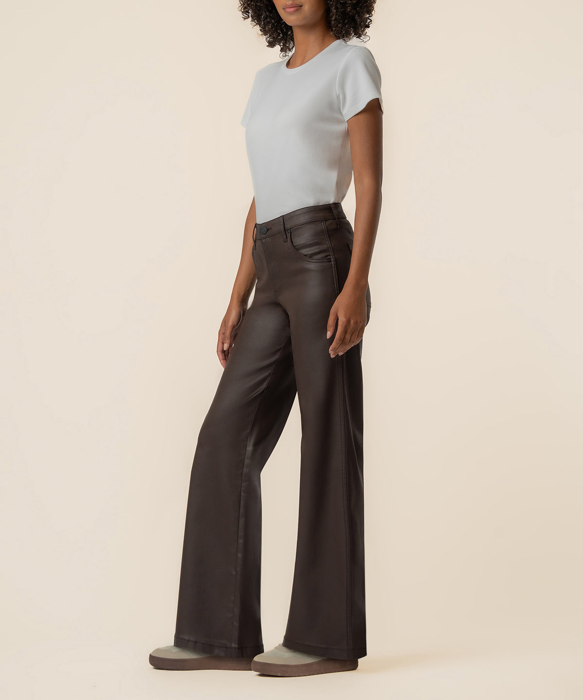 Jodi Coated High Rise Straight Leg in Chocolate