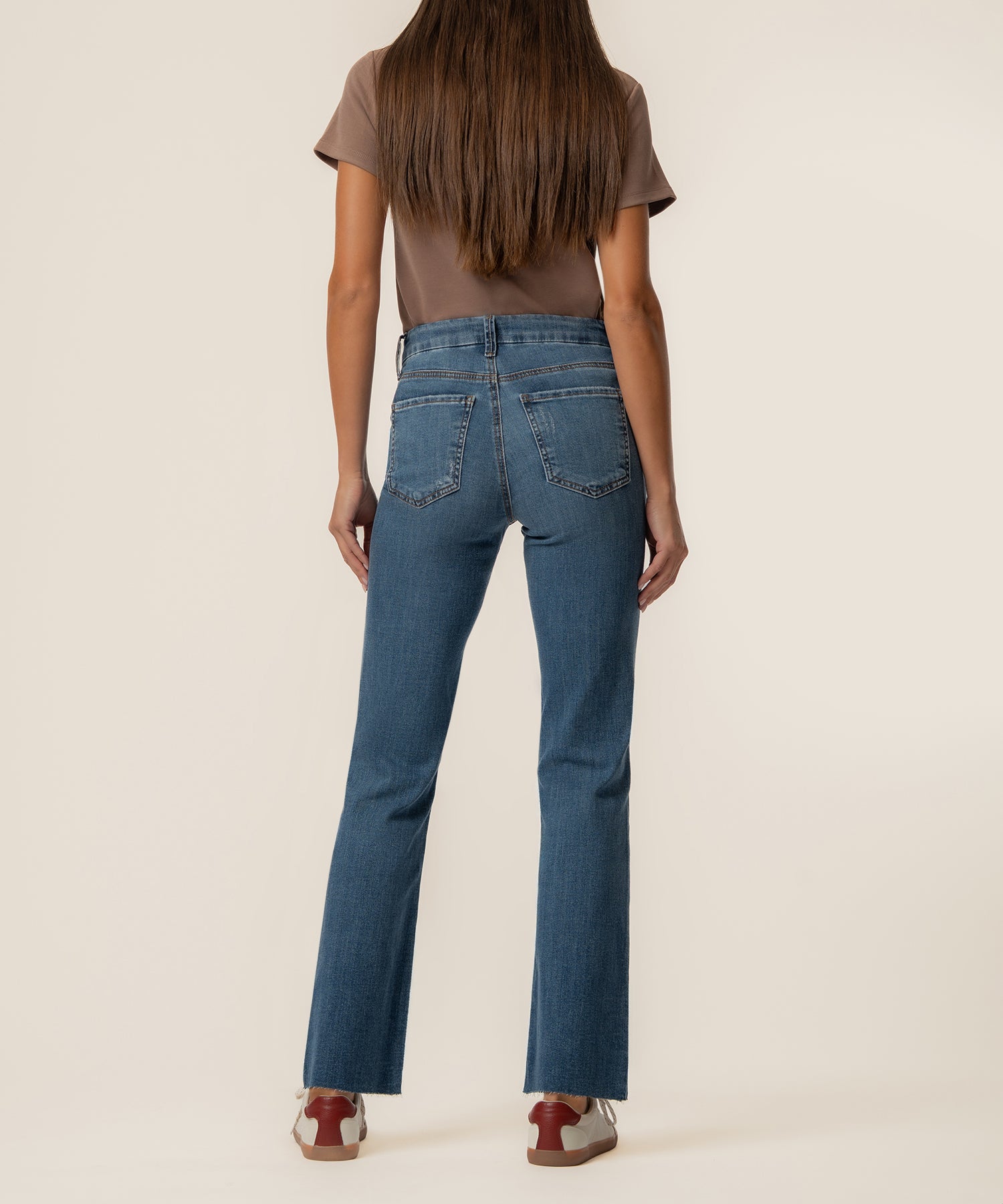 Kelsey High Rise Ankle Flare, Petite in Peak Wash
