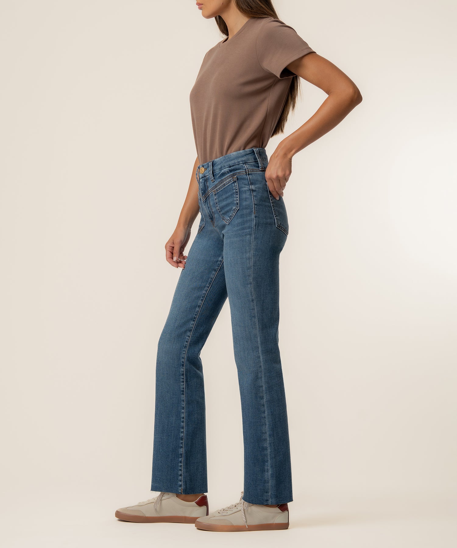 Kelsey High Rise Ankle Flare in Peak Wash