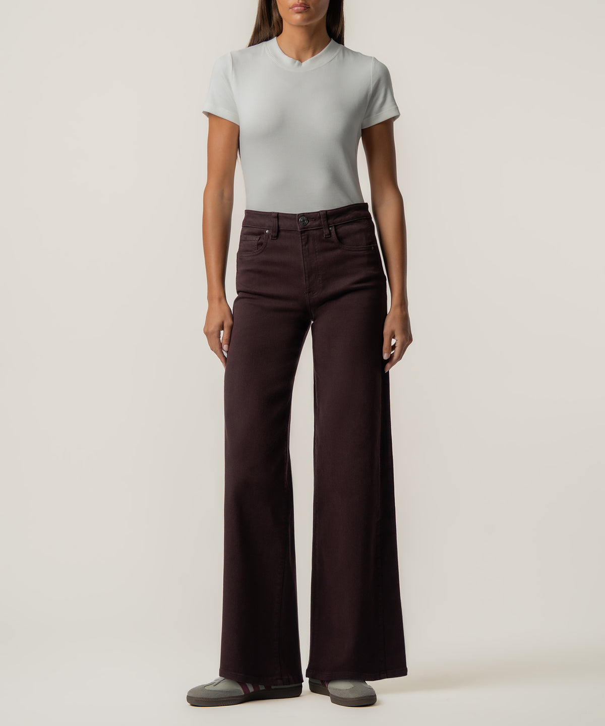Maya High Rise Wide Leg in Raisin