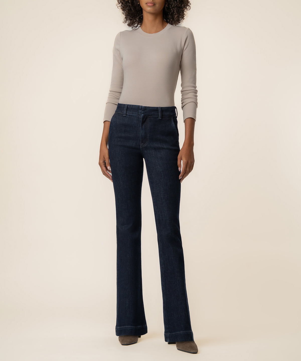 Ana High Rise Trouser Wide Leg in Purpose Wash