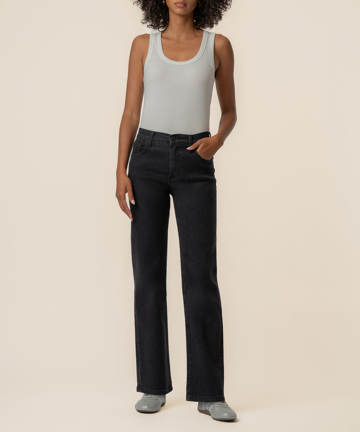 Avery High Rise Easy Straight Leg Long Inseam, Black