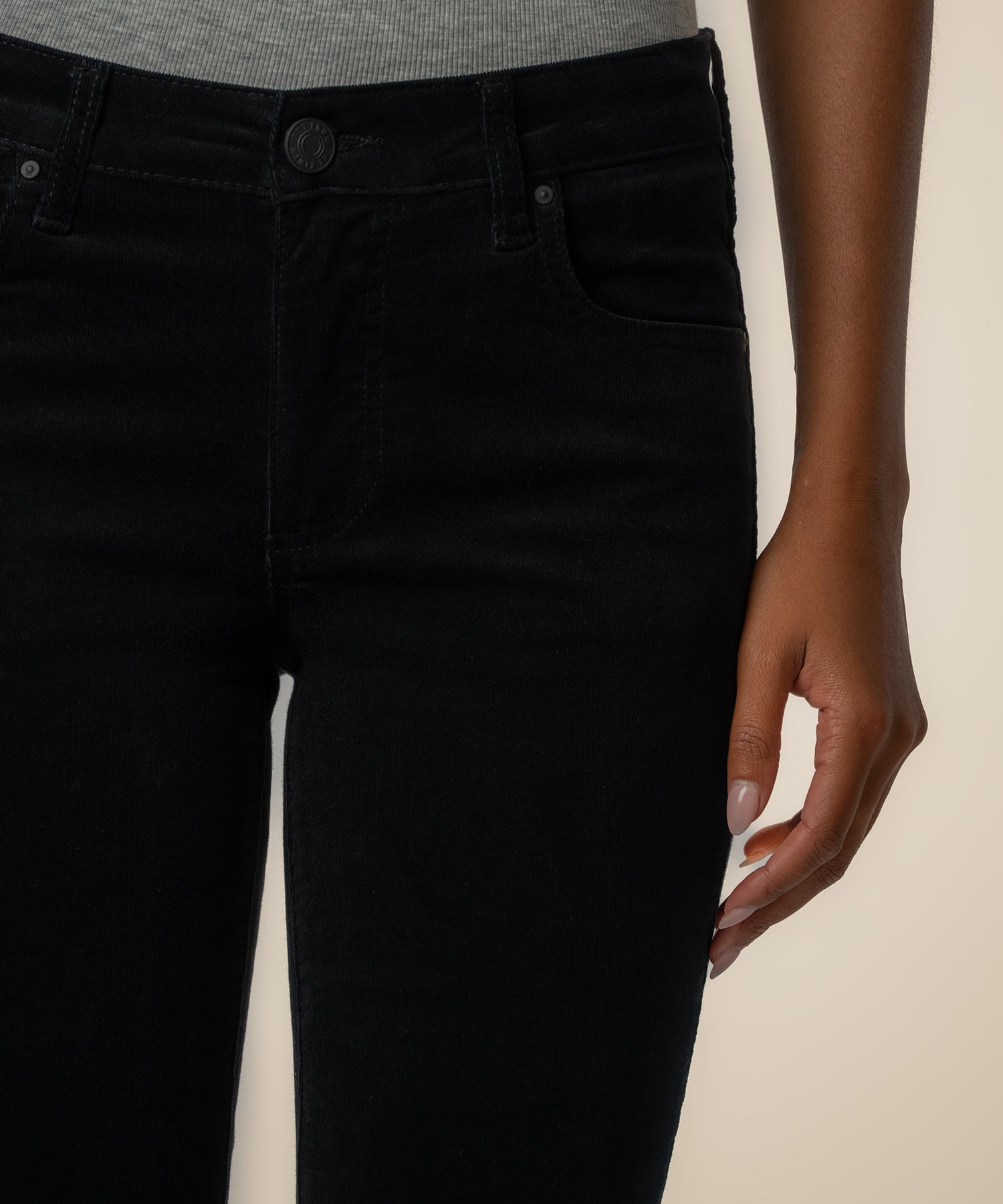Natalie Corduroy Bootcut, Petite in Black